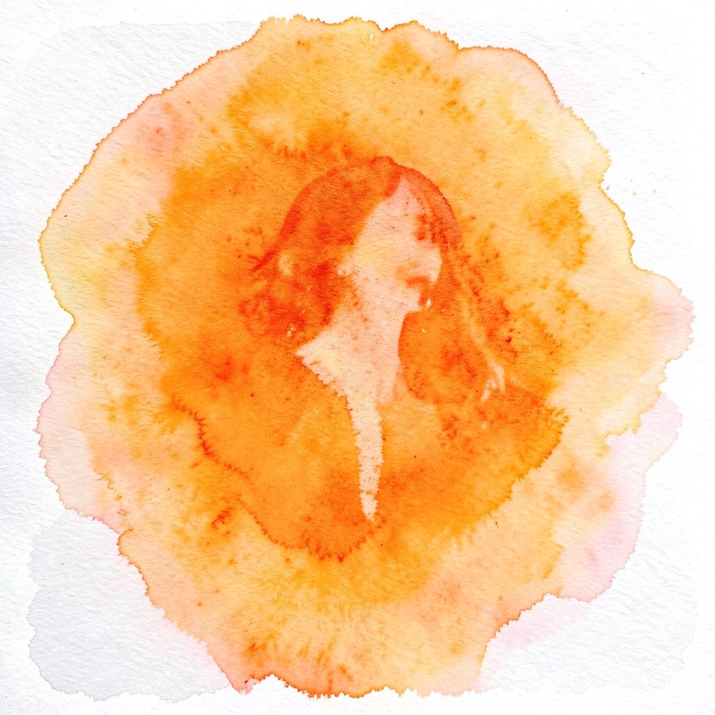 Aquarelle représentant des forces et faiblesses personnelles, contrastes doux bleu et gris