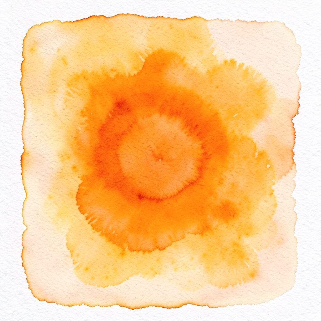 Aquarelle douce illustrant l'équilibre intérieur, tons pastel bleu et orange clair